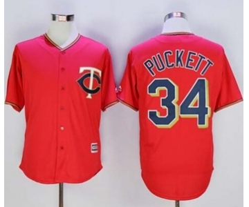 Minnesota Twins #34 Kirby Puckett Red New Cool Base Stitched Baseball Jersey