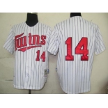 mlb jersey minnesota twins #14 hrbek m&n white[black strip]