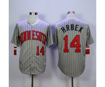 mlb jerseys minnesota twins #14 hrbek grey(black strip)[1987 m&n]