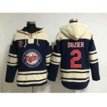 mlb jerseys minnesota twins #2 dozier blue[pullover hooded sweatshirt][dozier]