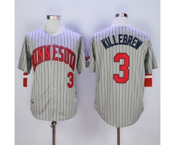 mlb jerseys minnesota twins #3 killebrew grey(black strip)[m&n]