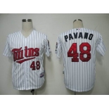 mlb jerseys minnesota twins #48 pavano white(blue strip)