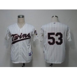 mlb jerseys minnesota twins #53 blackburn cream(blue strip) cool base