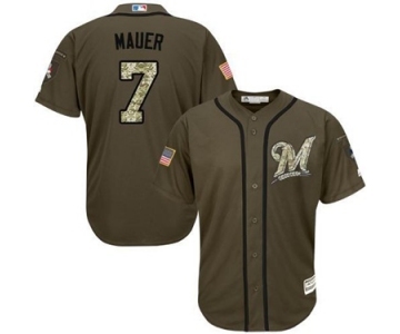 mlb jerseys minnesota twins #7 joe mauer green salute to service