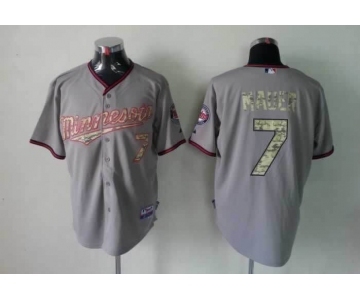 mlb jerseys minnesota twins #7 mauer grey[number camo]