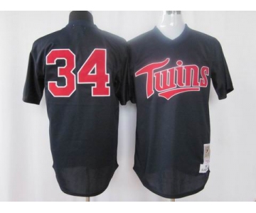 mlb mesh batting practice jersey minnesota twins #34 puckett m&n black