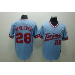 mlb minnesota twins #28 blvleven baby blue[cooperstown throwback]