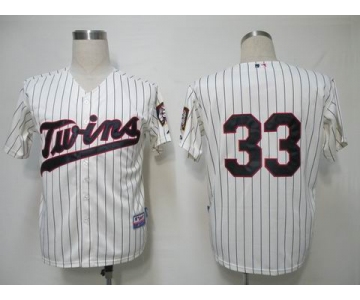 mlb minnesota twins #33 morneau cream(blue strip)