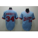 mlb minnesota twins #34 puckett baby blue[cooperstown throwback]