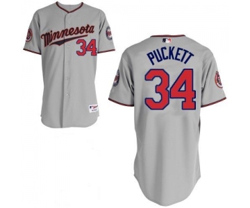 mlb minnesota twins #34 puckett grey(50th)