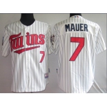 mlb minnesota twins #7 mauer white(blue strip)2010