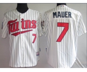 mlb minnesota twins #7 mauer white(blue strip)2010