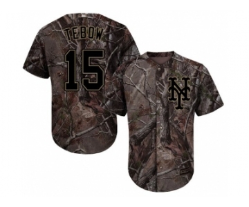 Men New York Mets #15 Tim Tebow Camo Realtree Collection Cool Base Stitched MLB Jersey