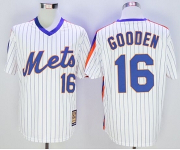 Men New York Mets #16 Dwight Gooden Majestic White Cool Base Cooperstown Collection Player Jersey