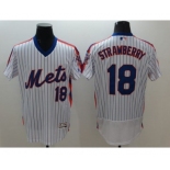 Men New York Mets #18 Darryl Strawberry Majestic White Alternate Flexbase Authentic Collection Player Jersey