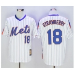 Men New York Mets #18 Darryl Strawberry Majestic White Cool Base Cooperstown Collection Player Jersey