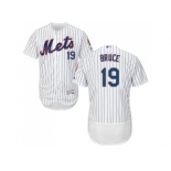 Men New York Mets #19 Jay Bruce White(Blue Strip) Flexbase Authentic Collection Stitched MLB Jersey