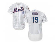 Men New York Mets #19 Jay Bruce White(Blue Strip) Flexbase Authentic Collection Stitched MLB Jersey