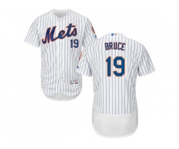 Men New York Mets #19 Jay Bruce White(Blue Strip) Flexbase Authentic Collection Stitched MLB Jersey