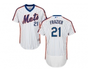 Men New York Mets #21 Todd Frazier White(Blue Strip) Flexbase Authentic Collection Alternate Stitched MLB Jersey