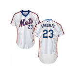 Men New York Mets #23 Adrian Gonzalez White(Blue Strip) Flexbase Authentic Collection Alternate Stitched MLB Jersey