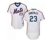 Men New York Mets #23 Adrian Gonzalez White(Blue Strip) Flexbase Authentic Collection Alternate Stitched MLB Jersey