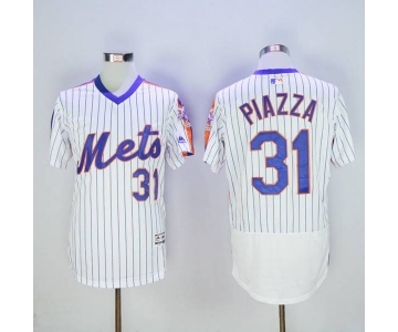 Men New York Mets #31 Mike Piazza Majestic White Alternate Flexbase Authentic Collection Player Jersey