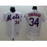 Men New York Mets #34 Noah Syndergaar Majestic White Flexbase Authentic Collection Player Jersey