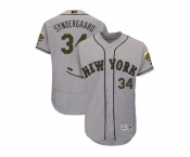 Men New York Mets #34 Noah Syndergaard Grey Flexbase Authentic Collection 2018 Memorial Day Stitched MLB Jersey