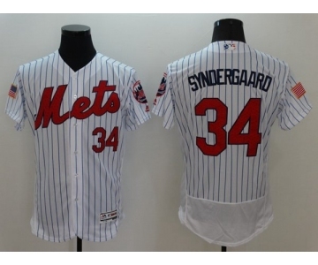 Men New York Mets #34 Noah Syndergaard White Stars & Stripes 2016 Independence Day Flex Base Jersey