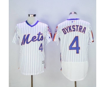 Men New York Mets #4 Lenny Dykstra Majestic White Alternate Flexbase Authentic Collection Player Jersey