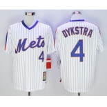 Men New York Mets #4 Lenny Dykstra Majestic White Cool Base Cooperstown Collection Player Jersey