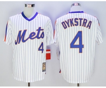 Men New York Mets #4 Lenny Dykstra Majestic White Cool Base Cooperstown Collection Player Jersey