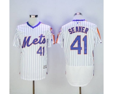 Men New York Mets #41 Tom Seaver Majestic White Alternate Flexbase Authentic Collection Player Jersey