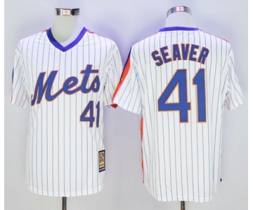 Men New York Mets #41 Tom Seaver Majestic White Cool Base Cooperstown Collection Player Jersey