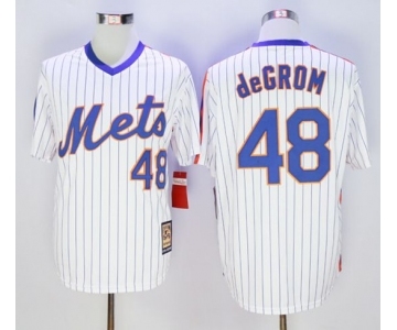 Men New York Mets #48 Jacob deGrom Majestic White Cool Base Cooperstown Collection Player Jersey