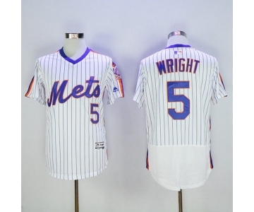 Men New York Mets #5 David Wright Majestic White Alternate Flexbase Authentic Collection Player Jersey