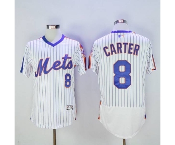 Men New York Mets #8 Gary Carter Majestic White Alternate Flexbase Authentic Collection Player Jersey