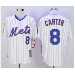 Men New York Mets #8 Gary Carter Majestic White Cool Base Cooperstown Collection Player Jersey