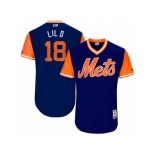 Men's 2017 Little League World Series Mets #18 Travis DArnaud Lil D Royal Jersey