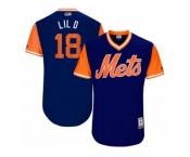 Men's 2017 Little League World Series Mets #18 Travis DArnaud Lil D Royal Jersey