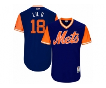 Men's 2017 Little League World Series Mets #18 Travis DArnaud Lil D Royal Jersey