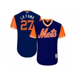 Men's 2017 Little League World Series Mets #27 Jeurys Familia La Fama Royal Jersey