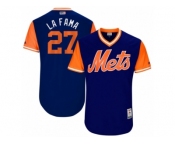 Men's 2017 Little League World Series Mets #27 Jeurys Familia La Fama Royal Jersey