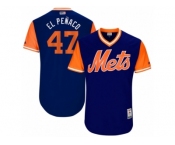 Men's 2017 Little League World Series Mets #47 Hansel Robles El Penaco Royal Jersey