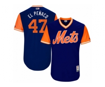 Men's 2017 Little League World Series Mets #47 Hansel Robles El Penaco Royal Jersey