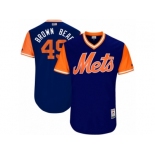 Men's 2017 Little League World Series Mets #49 Josh Smoker Brown Bear Royal Jersey