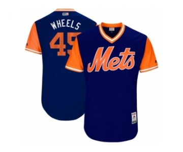 Men's 2017 Little League World Series Mets Zack Wheeler #45 Wheels Royal Jersey