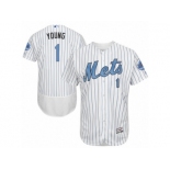 Men's Majestic New York Mets #1 Chris Young Authentic White 2016 Father's Day Fashion Flex Base MLB Jersey