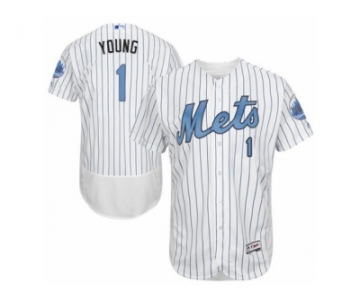 Men's Majestic New York Mets #1 Chris Young Authentic White 2016 Father's Day Fashion Flex Base MLB Jersey